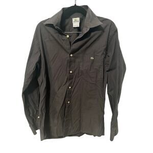 Lacoste Men’s Black/Dark Gray Cotton Button Down Long Sleeve Shirt 40
